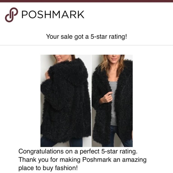 BUTTON CLOSURE HOODED SHAGGY BLACK FAUX COAT - Picture 4 of 8